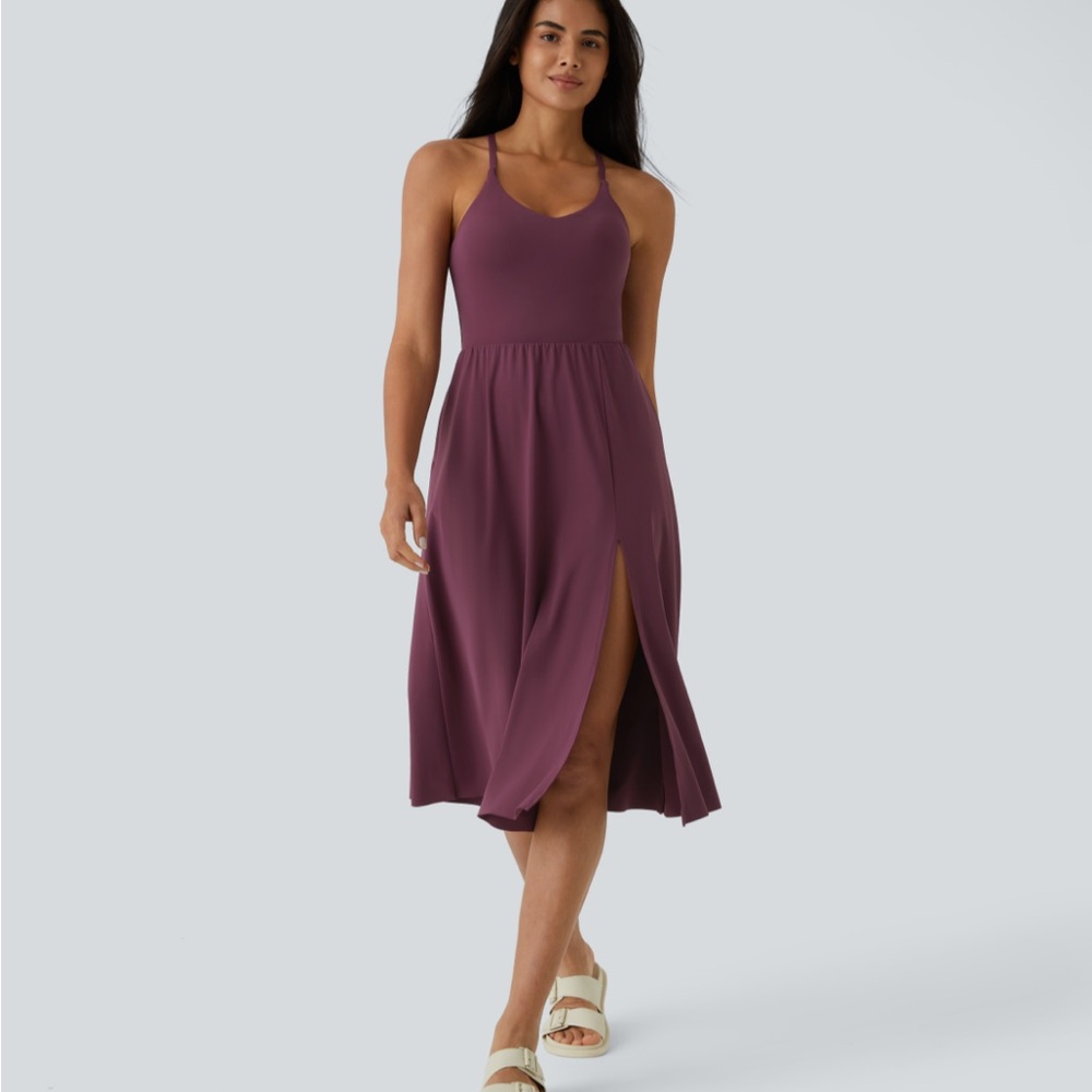 Halara Everyday Midi Chill Dress-La Land - Fig